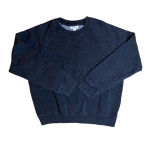 FRANK AND OAK Crewneck Sweatshirt Fleece Black Speckled Confetti Size Small
